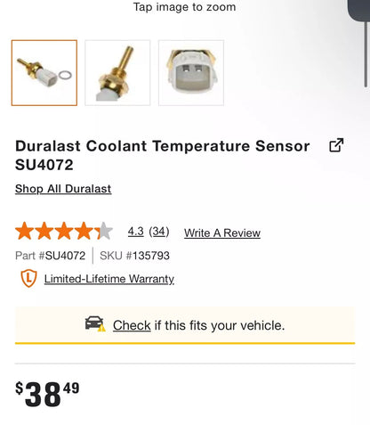 Duralast Engine Coolant Temperature Sensor – SU4072